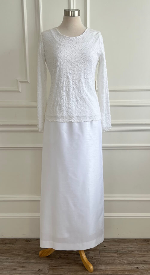 White Shantung Skirt White Shantung straight skirt for LDS temple use