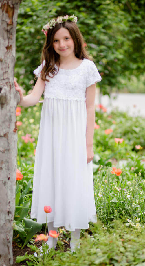 Lady-bug-live lady bug modest white lace baptism dress for girls communion simple can be used for water