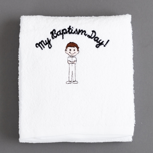 Boy lds baptism towel brown hair LDS baptism towel for boy