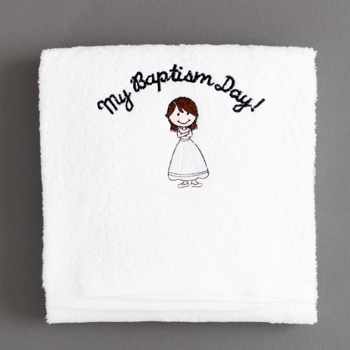 My Baptism towel for LDS Baptism girl Girls brown hair baptism towel