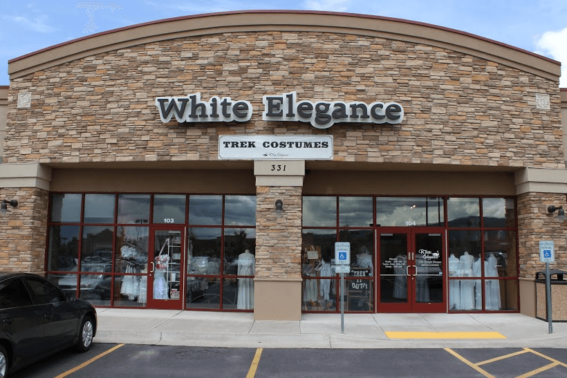 white elegance temple and wedding dress store