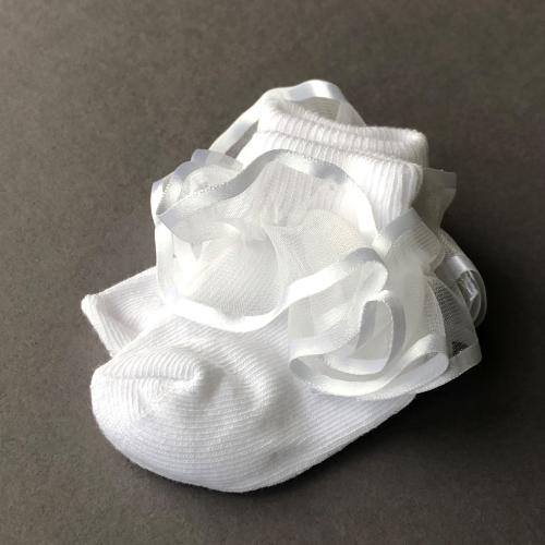 baby white socks for baby blessing Ruffled white baby socks