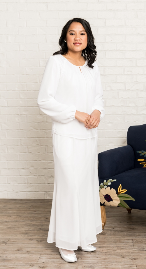 Helana white blouse and skirt lds temple Helena top and skirt set LDS temple dress