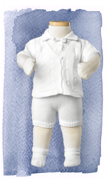 Short pant white cuddle up baby boy knit set nb-18mn LDS blessing christening burial