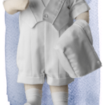 White gabardine romper nb-6mn LDS blessing christening and burial