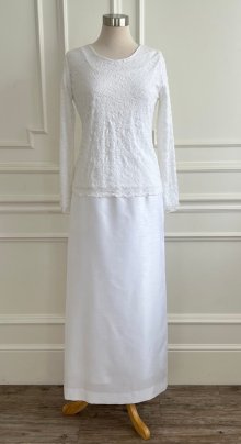White Shantung straight skirt for LDS temple use
