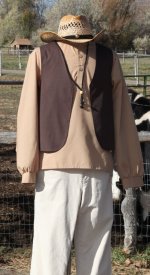 Men's pioneer trek costume shirt reversible vest straw cow boy hat cosplay mountain man retreat