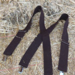 Brown men's wide suspenders trek yard work with clasp closure