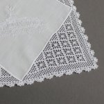 women's crocheted LDS temple embroidered white hankie