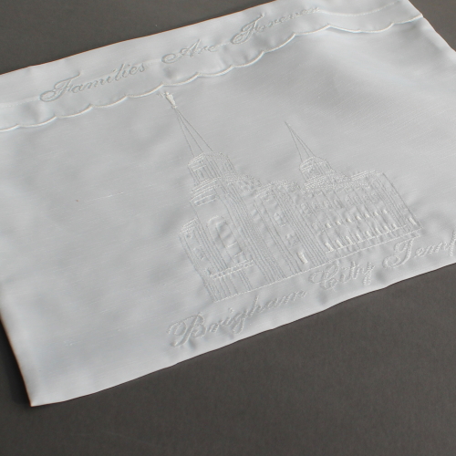 women's personalized LDS temple envelope all white embroidered