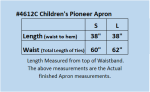 Children's white pioneer apron dimensions