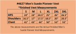Men's Suede Pioneer Vest Size Chart