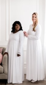 London LDS temple dress bowed empire waist modest flattering all white bridal