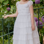 Lace Frosting white lace tiered baptism dress communion LDS sealings
