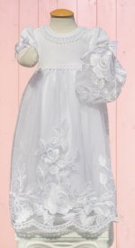 Sweet Rosie white baby blessing dress nb-6mn with bonnet