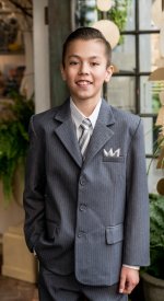 5pc boys pine striped suit several colors and wide variety of sizes perfect for church baptism communion and weddings