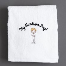 Boys lds baptism towel blond boy