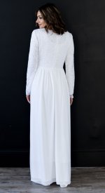 London dress back all white modest LDS temple bridal