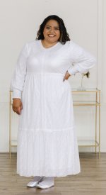 Zurich comfortable stretch lace front zip mormon LDS temple dress plus size