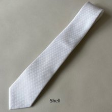 White LDS Temple Tie polyester with a small shell pattern