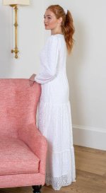 Buenos Aires LDS tiered lace temple dress leaf lace side view