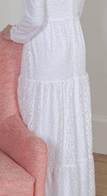 Buenos Aires LDS tiered lace temple dress leaf lace