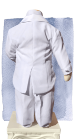 Rear - White boys tuxedo for LDS temple weddings - Childrens bridal clothing