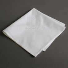 Mens embroidered LDS wedding handkerchief with temple stitching design