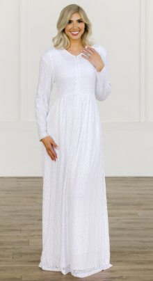 New Haven - White lace LDS temple dress