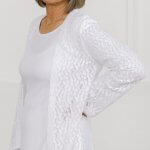 Innsbruck LDS temple top in white lace with long sleeves and elegant drape
