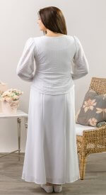 Lightly textured and versatile LDS temple top. Goes with any skirt changing up your look.