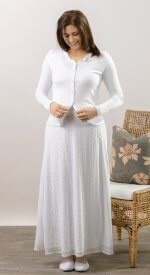 Bora Bora white LDS temple skirt. Mix and match with any top/sweater.