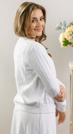 White Elegance lds temple clothing light weight white sweater