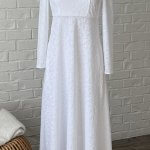 Rome white knit rose design pockets LDS temple dress plus size